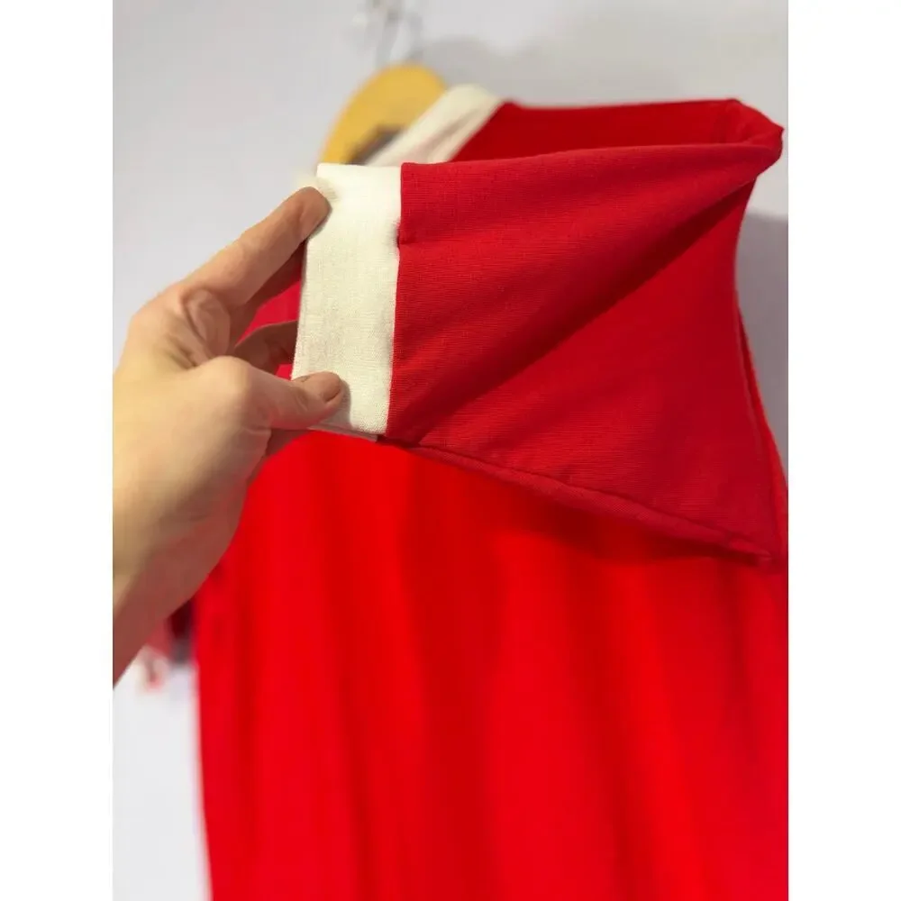Vintage Red Polo Nightgown White Collar Mod Preppy Fantasy‎ Nightwear by Janice
